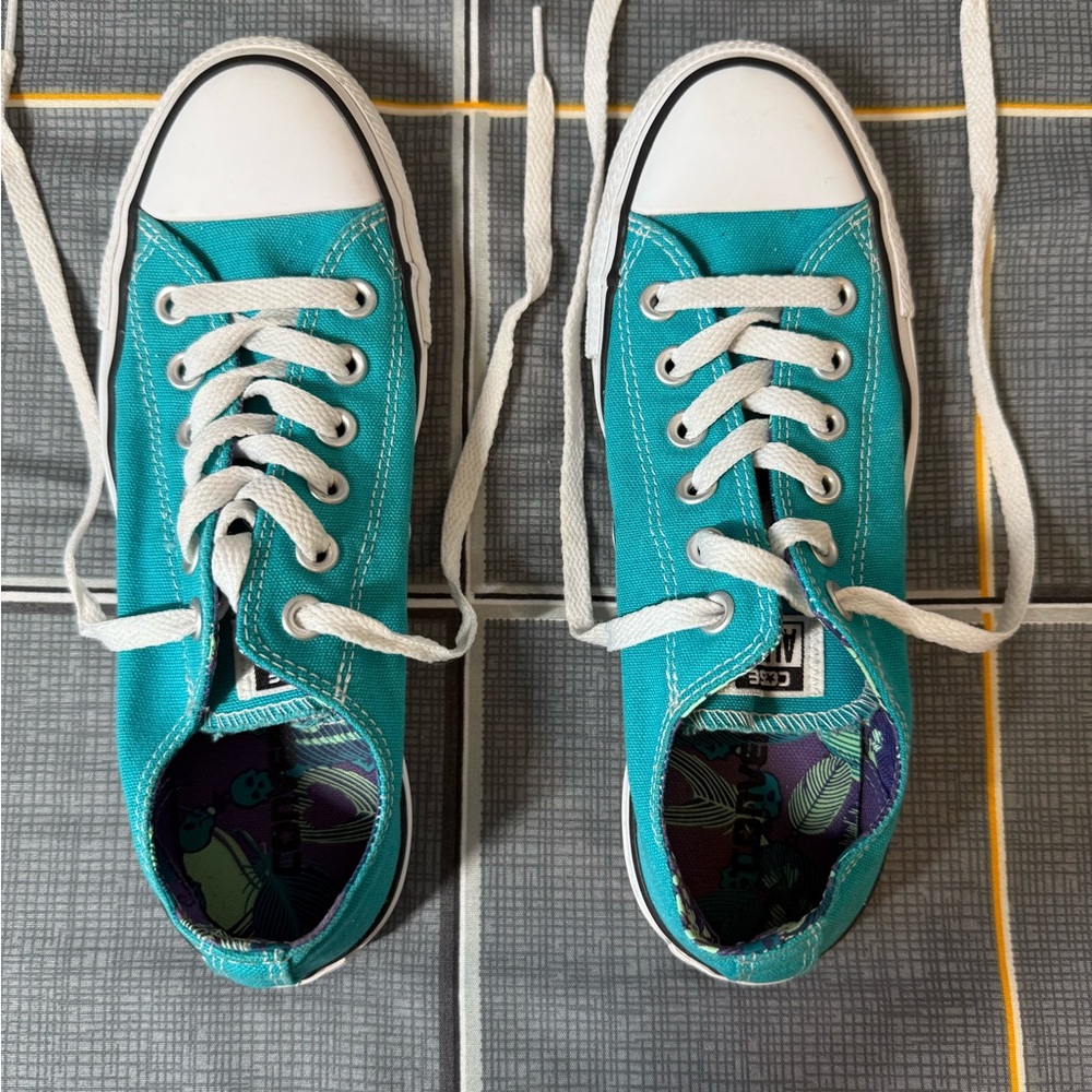 👠Converse All ⭐️ Star Turquoise Canvas Sneakers Like New Size 7 - Picture 2 of 8